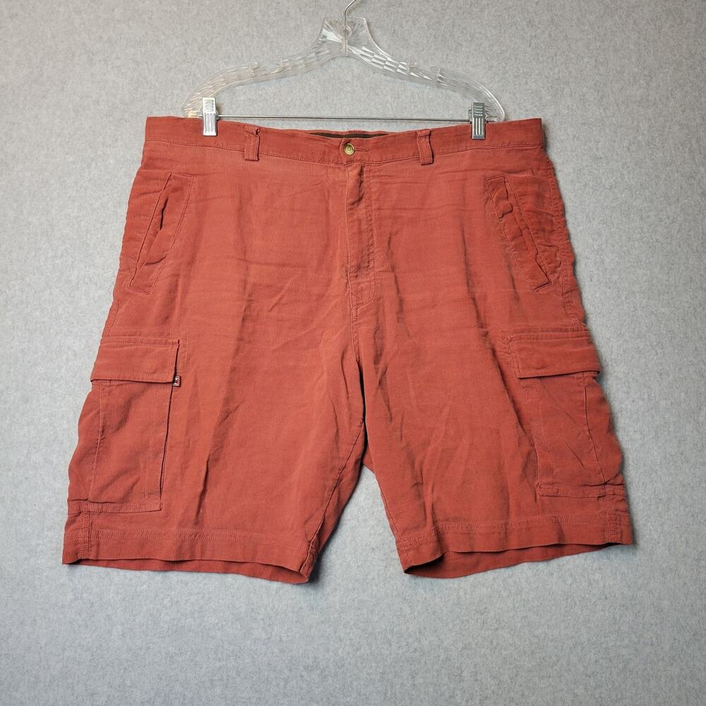 Tommy Bahama Silk Linen Rust Orange Ribbed Palm Desert Cargo Shorts Men's 40